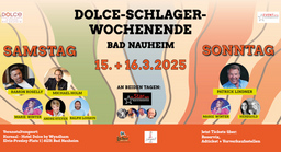 Dolce Schlager-Wochenende 2025 - mit Ramon Roselly, Michael Holm, Marie Winter, Ralph Lohaus, Andre Steyer+ Mr. Starlight & Band