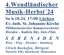 4. Wendländischer Musik-Herbst - PHILHARMONISCHES KAMMERORCHESTER DRESDEN