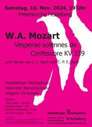 W.A.Mozart Vesperae solennes de Confessore - und Werke von J.C. Bach und C.P.E. Bach