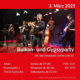 Balkan- und Gypsyparty mit Taxi Sandanski, Syrtos und DJ